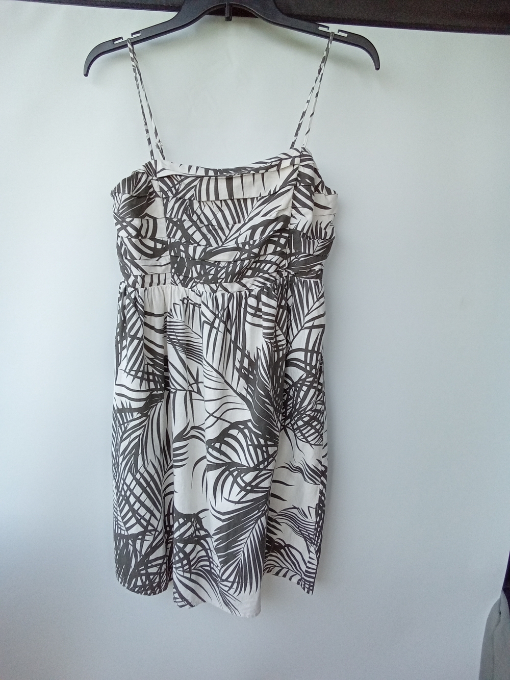 EXPRESS Smocked Linen Blend Palm Leaf Dress Size S
